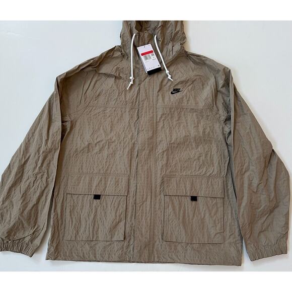 Nike Club Bowline Jacket Windbreaker Khaki Black FN3108-247 Men's Size L - Picture 7 of 12